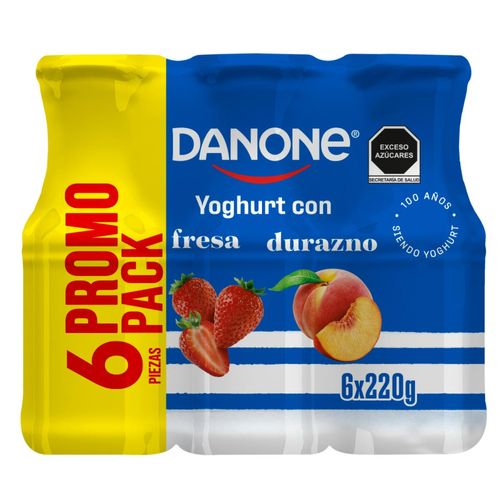 Danone Yoghurt Bebible Con Fresa Y Durazno 6x220g