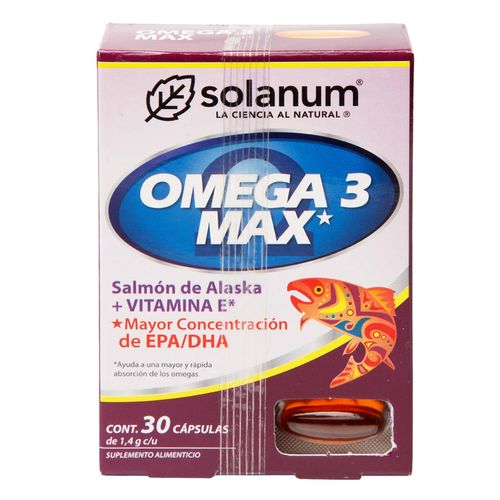 Cápsulas Solanum Omega 3 Max Caja con 30 Cápsulas