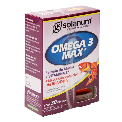 Cápsulas Solanum Omega 3 Max Caja con 30 Cápsulas
