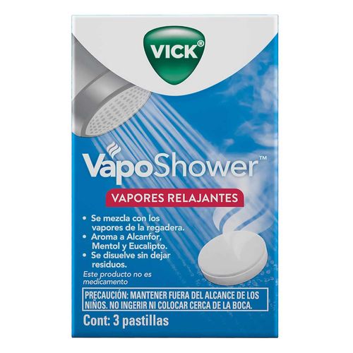 Pastillas Vick VapoShower Vapores Relajantes Caja con 3 Pastillas