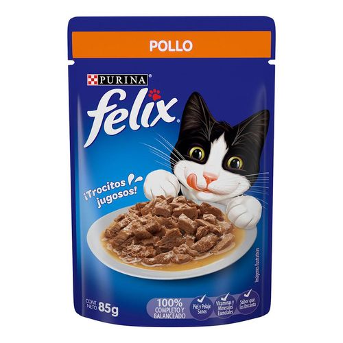Alimento Húmedo Purina Felix Sobres Sabor Pollo 85g