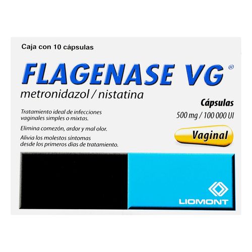 Cápsulas Flagenase 500mg Caja con 10 Cápsulas