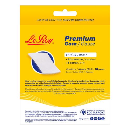Gasas Le Roy Estériles Absorbentes (10cm x 10cm) 10 Gasas