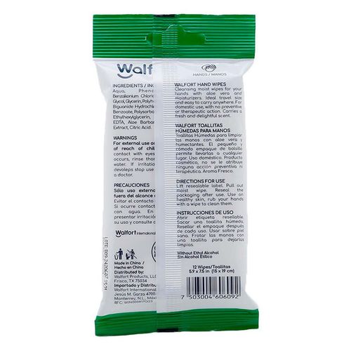 Toallitas Desinfectantes Walfort Sin Alcohol Lime 10 Toallitas