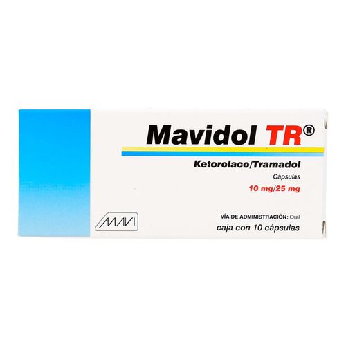 Cápsulas Genéricas Ketorolaco 10mg/Tramadol 25mg Caja con 10 Cápsulas