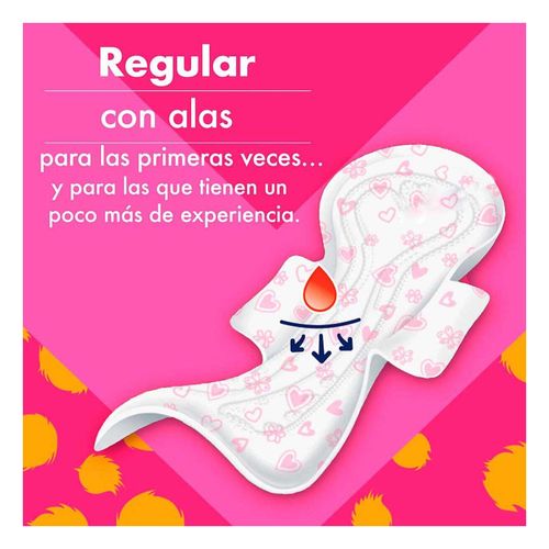 Toallas femeninas Saba Teens regular con alas 12 toallas
