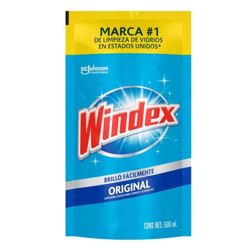 Limpiador Líquido para Vidrios y Superficies Windex Formulado con Vinage Repuesto de 500ml