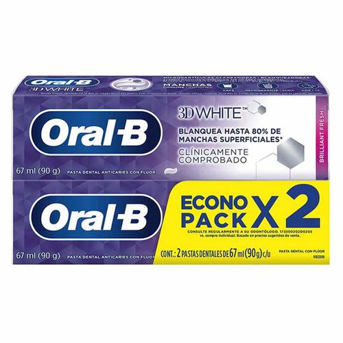 Pasta de Dientes Oral-B 3D White 2 Unidades de 67ml