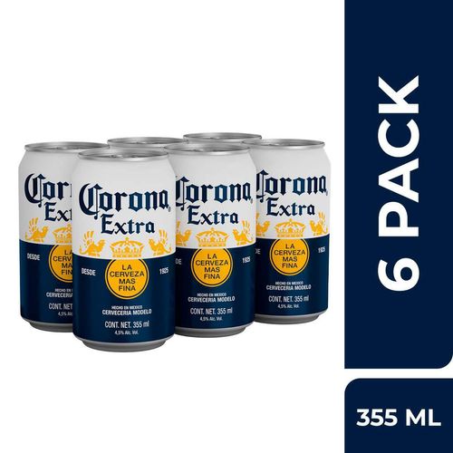 Cerveza Corona Extra 6 Latas de 355ml c/u