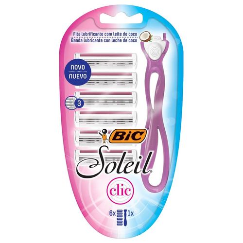 Rastrillo Bic Soleil Clic 3 Hojas de Acero Inoxidable 6 Piezas