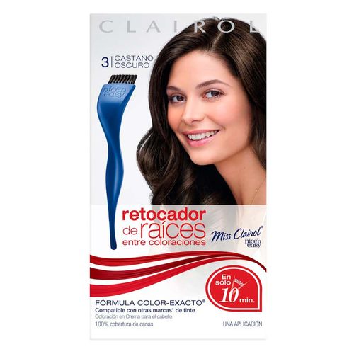 Tinte Retoque de Raíz Permanente Miss Clairol 3 Castaño Oscuro
