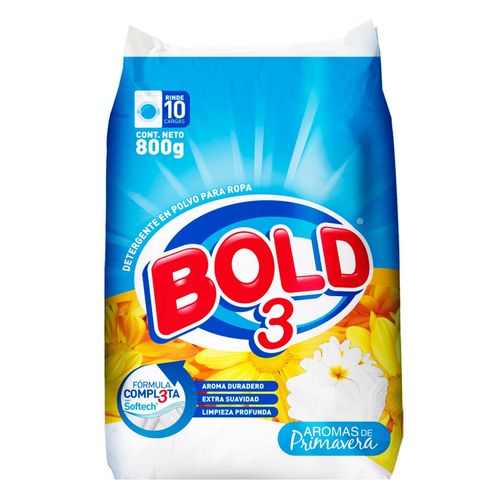 Detergente en Polvo Bold 3 Aromas Primavera 800g