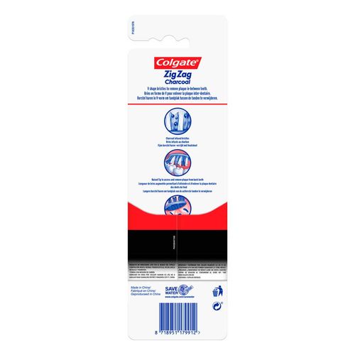 Cepillo de Dientes Colgate ZigZag Charcoal 3 Piezas