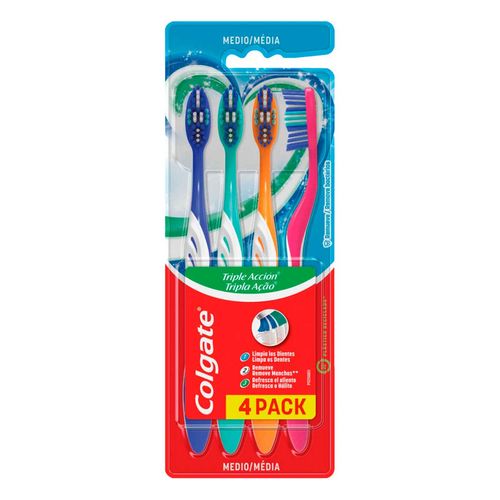 Cepillo de Dientes Colgate Triple Acción Medio 4 Piezas
