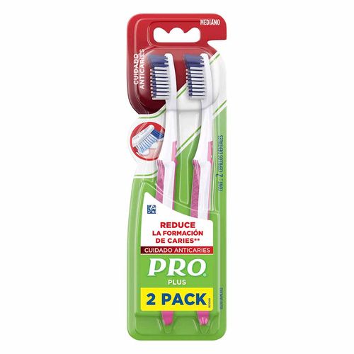 Cepillo De Dientes Pro Plus Cuidado Anticaries 2 Unidades