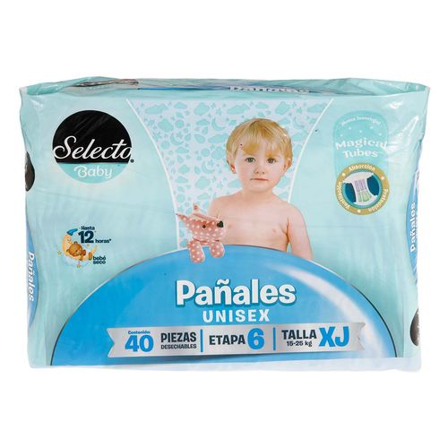 Pañal Selecto Baby Etapa 6 Talla XJ 40 Piezas