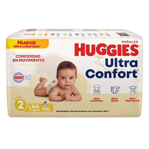 Pañales Huggies UltraConfort etapa 2 unisex 40 pañales