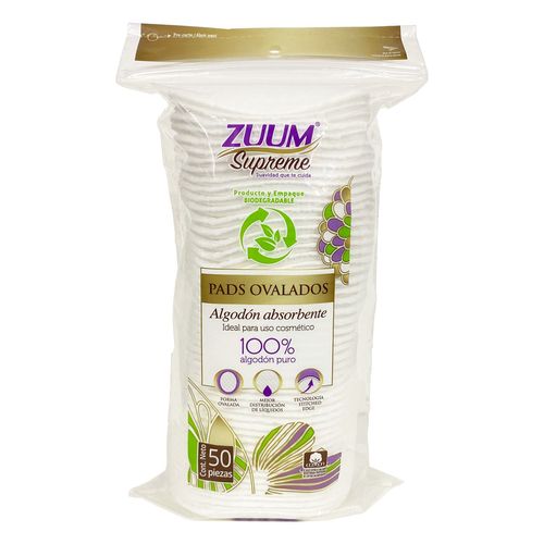 Pads Desmaquillantes Zuum Premium Ovalos 50 Pads
