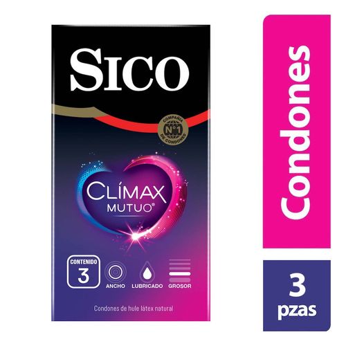 Condones de Látex Sico Clímax Mutuo 3 Condones