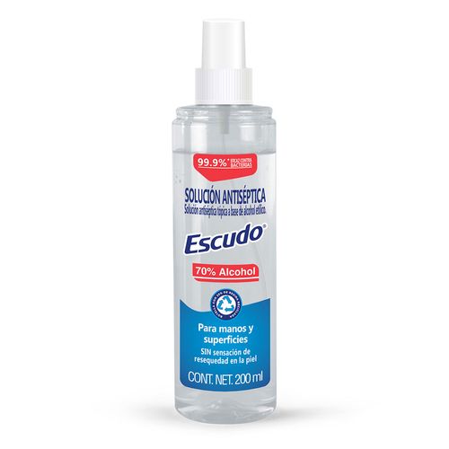 Escudo Solución Antiséptica A Base de Alcohol en Spray 1 Pieza de 200ml