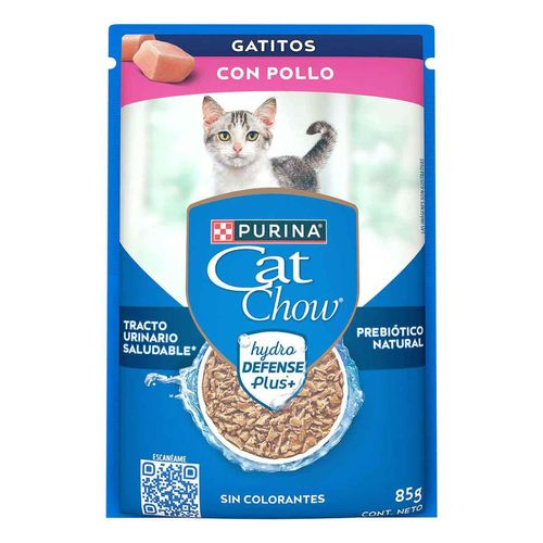 Purina Cat Chow Defensehydro Gatitos Pollo Alimento Húmedo Sobre 85g