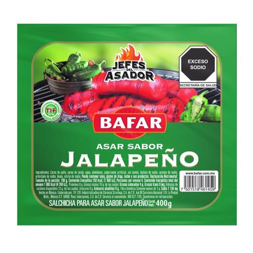 Salchicha Bafar para Asar sabor Jalapeño 400g