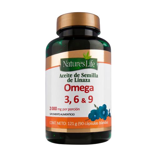 Cápsulas Natures Life Omega 3,6, y 9 Frasco con 90 Cápsulas