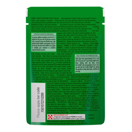 Purina Dog Chow Pollo Alimento Húmedo Adultos Todos los Tamaños 100g