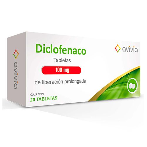 Tabletas Genéricas Diclofenaco 100mg Caja con 20 Tabletas