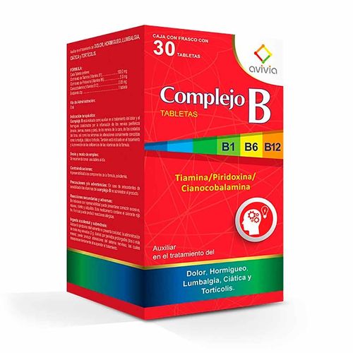 Tabletas Avivia Complejo B Frasco con 30 Tabletas