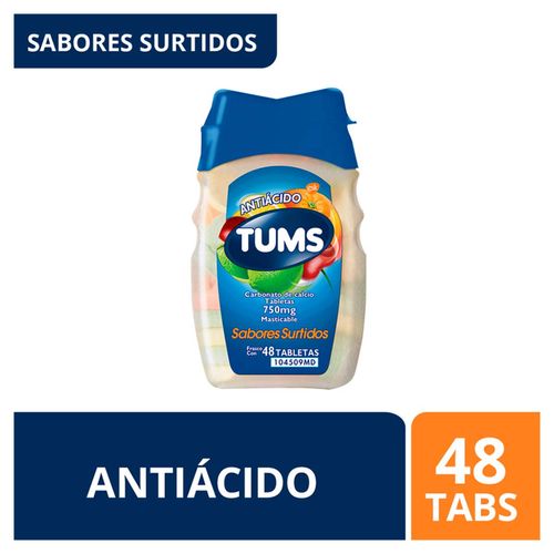 TUMS Antiácido Tabletas Masticables Extra Surtido 48 Tabletas