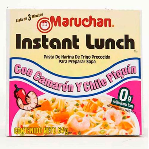 Sopa Maruchan sabor camarón y chile piquín 64g