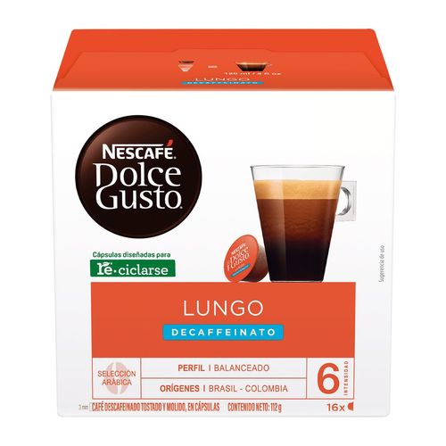 Cápsula de Café Nescafé Dolce Gusto Lungo Descafeinado 16 Cápsulas