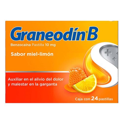 Pastillas Graneodín B para Dolor de Garganta Sabor Miel Limón 24 Pastillas
