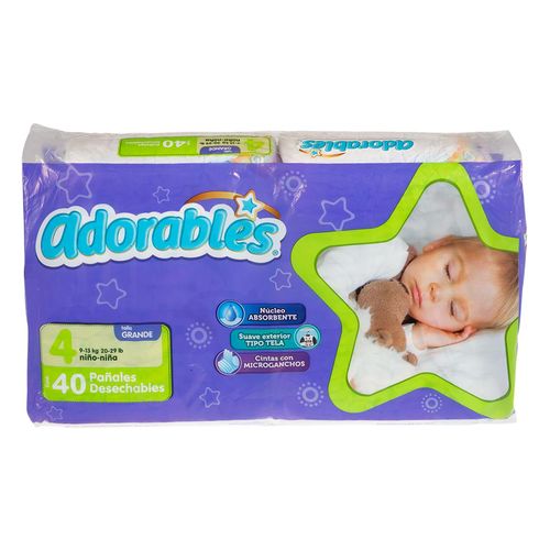 Pañal Adorables Unisex Talla 4 40 Piezas