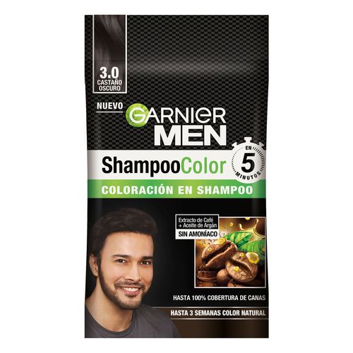 Shampoo Color Garnier Men Tono 3.0 Castaño Oscuro 30.95g