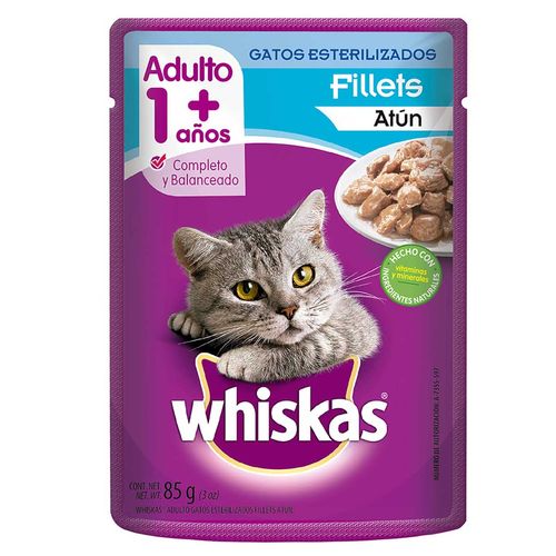Sobres Whiskas para Gatos Esterilizados, Sabor Filetes de Atún 85g