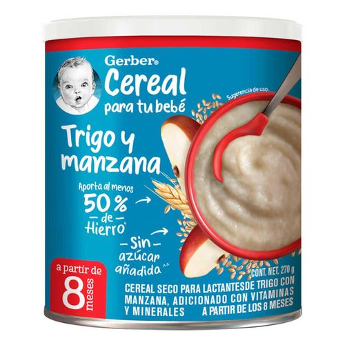 Cereal Infantil Gerber Etapa 3 Trigo Manzana Integral 270g