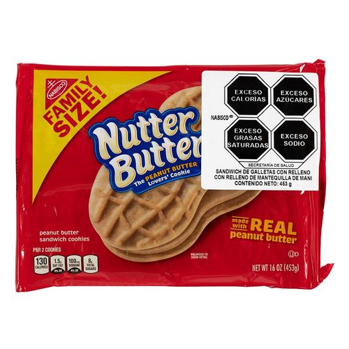 Galleta tipo Sándwich Nutter Butter Mantequilla  453g