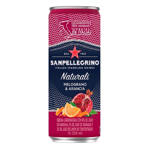 Agua Mineral San Pellegrino Naturali Melograno & Arancia Lata 330ml