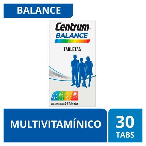 Tabletas Centrum Multivitamínico Balance Frasco con 30 Tabletas