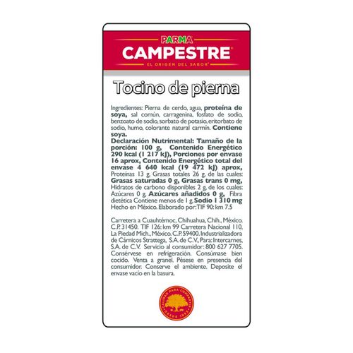 Tocino De Pierna Rebanado Campestre Kg