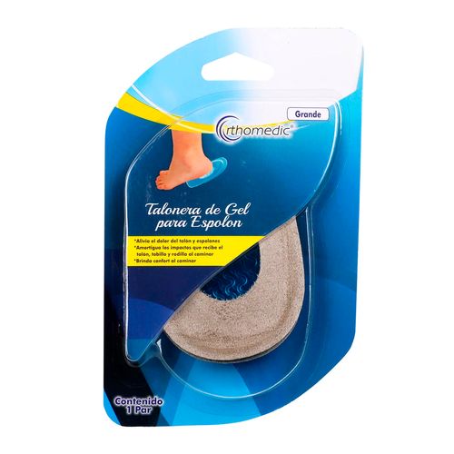 Talonera de Gel con Tela Azul Orthomedic Talla Grande 1 Par