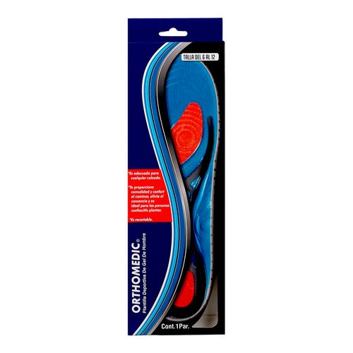 Plantilla de Gel Azul Orthomedic Recortable Talla 6 al 10 1 Par