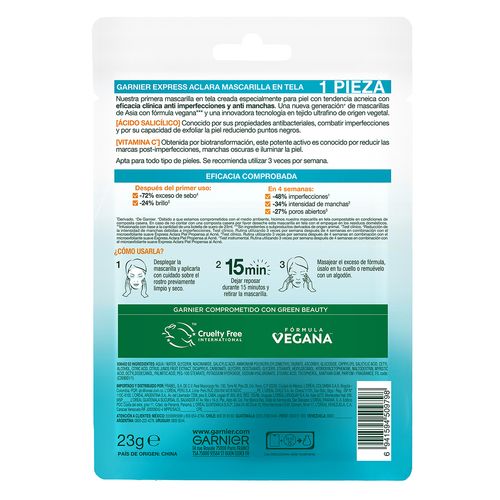 Mascarilla Garnier Express Aclara Anti Acné 28g