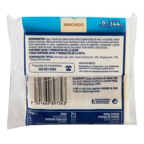 Queso Kraft Singles Manchego 144g