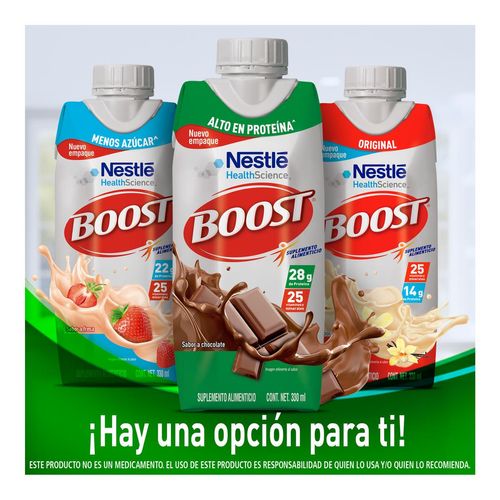 Suplemento Alimenticio Nestlé Boost Alto en Proteína Sabor Chocolate 330ml