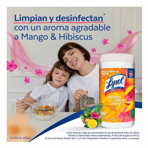 Toalla Desinfectante Lysol Superficies Citrus 80 Toallitas
