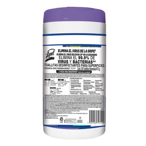 Toallas Desinfectantes Lysol Early Morning 80 Toallitas