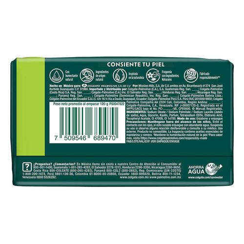 Jabón de Tocador Palmolive Naturals Mandarina y Romero Sensación Humectante 120g